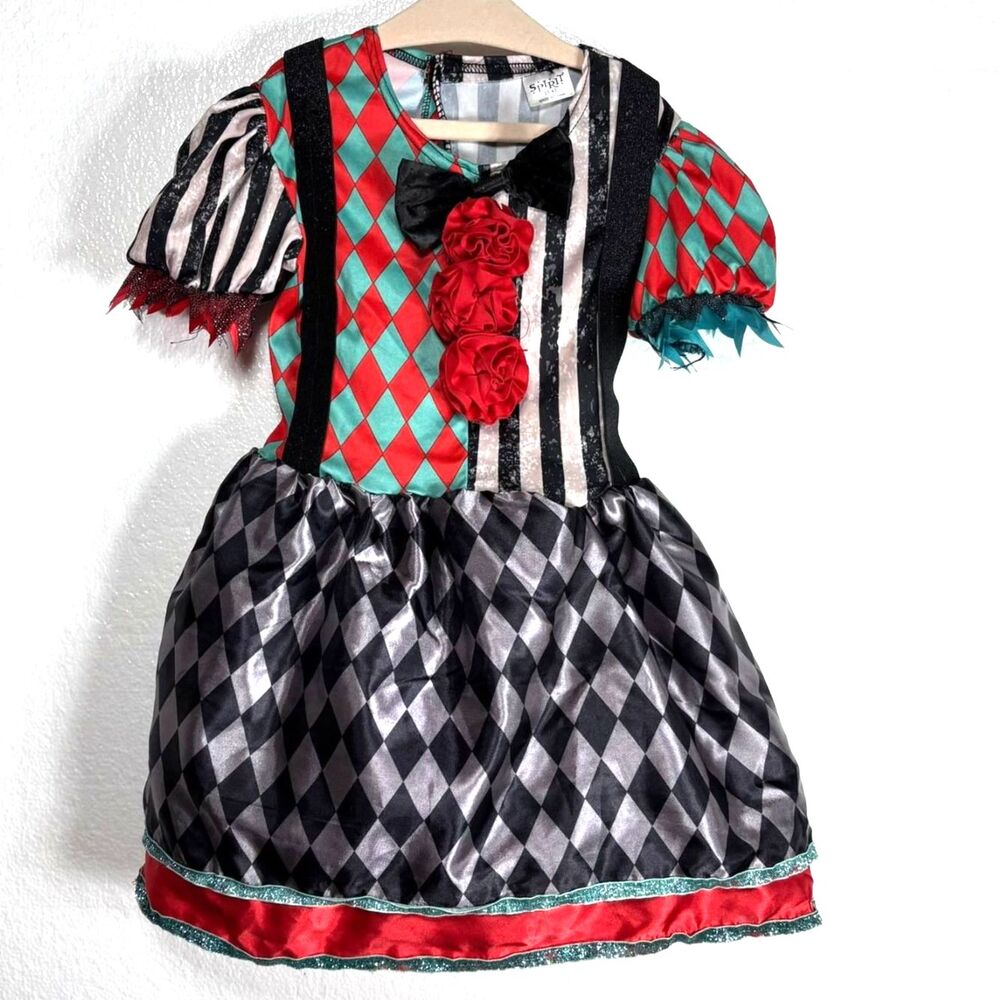 Spirit Halloween Carnival Cuties Clown Toddler Costume Dress 3T-4T Black Red